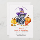 Invitation Chat au chapeau avec citrouilles (Devant / Derrière)