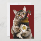 Invitation Chat Avec Bouteille De Vin (Devant)