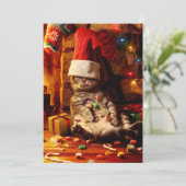 Invitation Chat avec chaussette sur la tête (Debout devant)