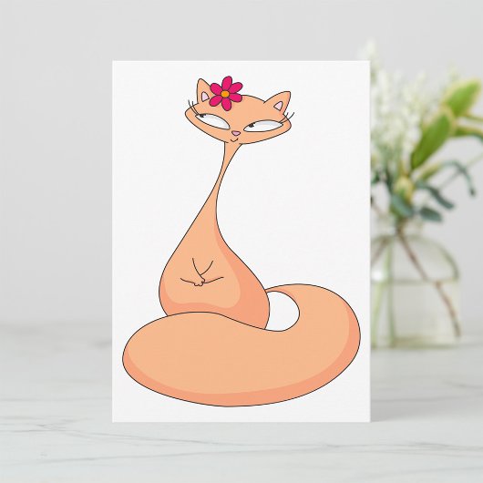 Invitation Chat avec Fleur Cute Kawaii Kitty