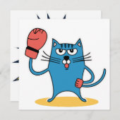 Invitation Chat avec gants de boxe (Devant / Derrière)