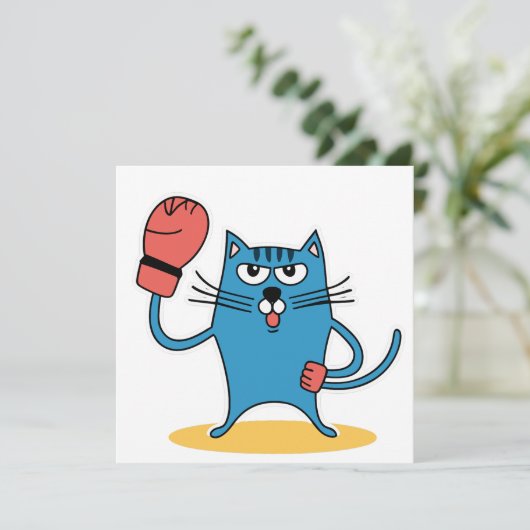 Invitation Chat avec gants de boxe (Debout devant)