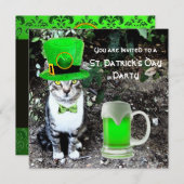 INVITATION CHAT AVEC LA BIÈRE IRLANDAISE VERTE ST PATRICK'S D (Devant / Derrière)