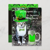 INVITATION CHAT AVEC LA BIÈRE IRLANDAISE VERTE ST PATRICK'S D (Devant / Derrière)