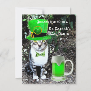 INVITATION CHAT AVEC LA BIÈRE IRLANDAISE VERTE ST PATRICK'S D