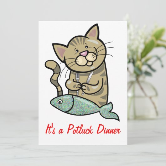 Invitation Chat avec le dîner Potluck de fruits de mer (Debout devant)