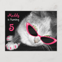 Chat avec l'invitation de fête d'anniversaire de