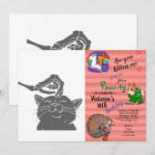 Invitation Chat avec main squelette humaine - Choisir la coul (Devant / Derrière)