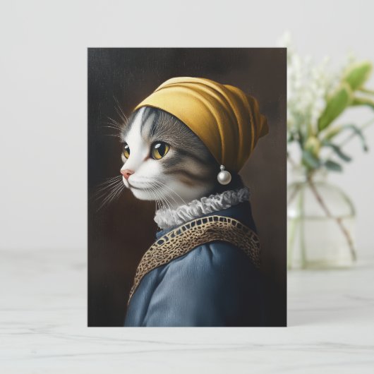 Invitation Chat avec oreille perle (Debout devant)