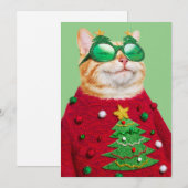 Invitation Chat avec un pull de Noël affreux (Devant / Derrière)