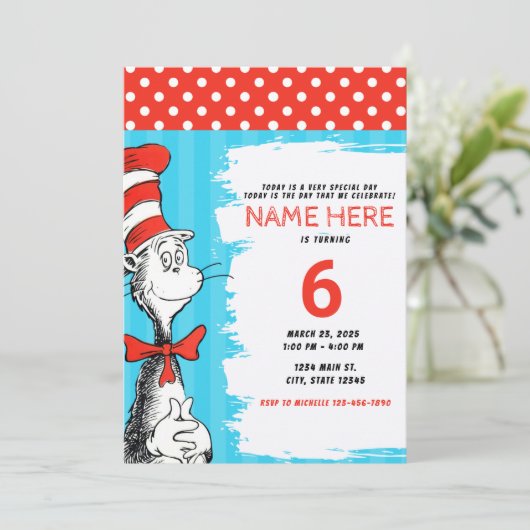 Invitation Chat avec un thème Casquette Fête d'anniversaire p (Debout devant)