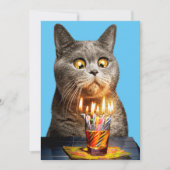 Invitation Chat avec verre à shot d'anniversaire (Devant)