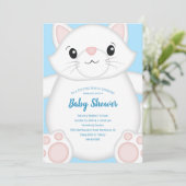 Invitation Chat Baby shower Kitty Blue Boy (Debout devant)