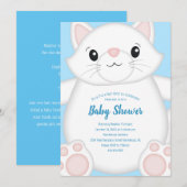 Invitation Chat Baby shower Kitty Blue Boy (Devant / Derrière)