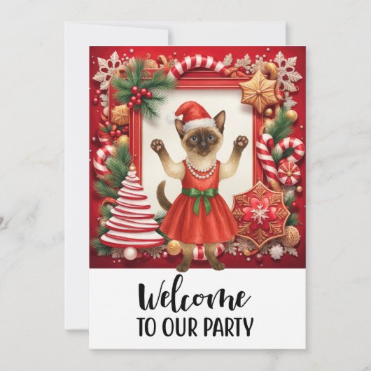 Invitation Chat Bienvenue à Noël (Devant)