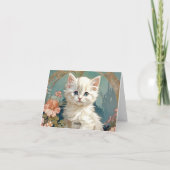 Invitation Chat blanc de style Alphonse Mucha (Dos)