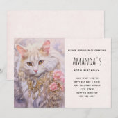 Invitation Chat Blanc Élégant en Joaillerie (Devant / Derrière)