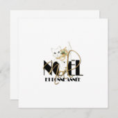 Invitation Chat Blanc, Noël et Bonne Année (Devant / Derrière)