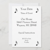 Invitation Chat blanc sur clés de piano (Dos)