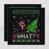 Invitation Chat Ce Chat Noir Drôle Poussant Arbre De Noël (Devant / Derrière)