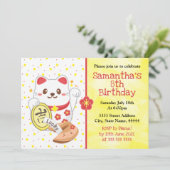 Invitation Chat chanceux Kawaii Oriental (Debout devant)