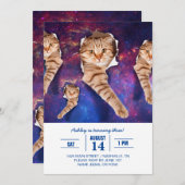 Invitation Chat cherchant dans l'espace côté trou déchiré (Devant / Derrière)