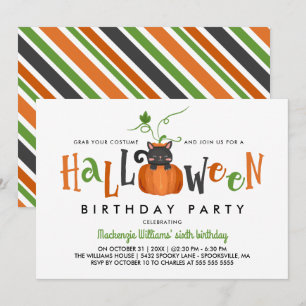 Invitation Chat citrouille - Fête d'anniversaire d'Halloween