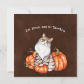 Invitation Chat Citrouille orange Thanksgiving (Devant)