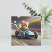 Invitation Chat conduisant une voiture de course (Debout devant)