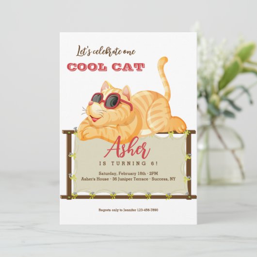 Invitation Chat Cool (Debout devant)