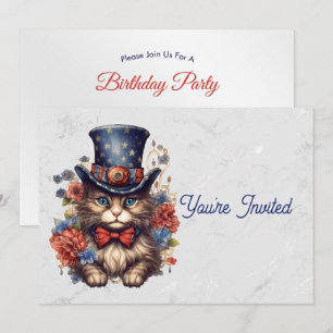 Invitation Chat d'anniversaire Americaine patriotique