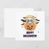 Invitation Chat Dans Citrouille Doux Chats Joyeux Halloween (Devant / Derrière)