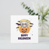 Invitation Chat Dans Citrouille Doux Chats Joyeux Halloween (Debout devant)