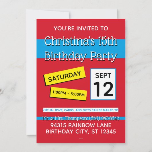 Invitation Chat Dans Cône De Fête (Dos)