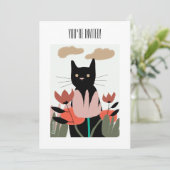 Invitation Chat dans l'invitation/carte de jardin (Debout devant)