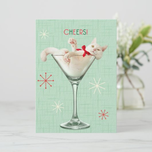 Invitation Chat dans un verre à Martini (Debout devant)
