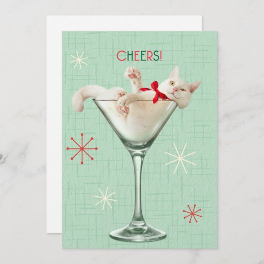 Invitation Chat dans un verre à Martini (Devant / Derrière)