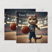 Invitation Chat de basket-ball, (Devant / Derrière)