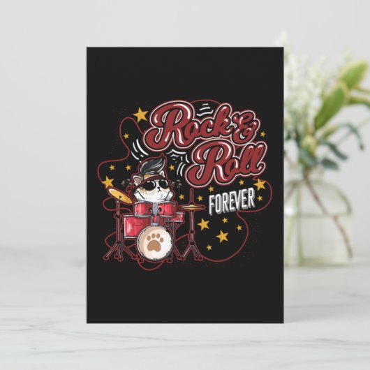 Invitation Chat de batteur drôle Rock n Roll pour toujours co (Debout devant)