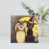 Invitation Chat de hibou vintage cool (Debout devant)