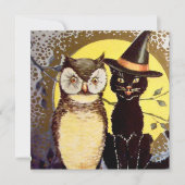 Invitation Chat de hibou vintage cool (Devant)