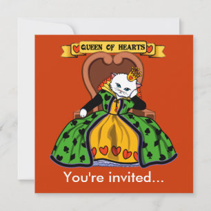 Invitation Chat de la reine des coeurs