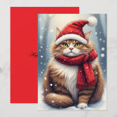 Invitation Chat de la saison des fêtes (Devant / Derrière)