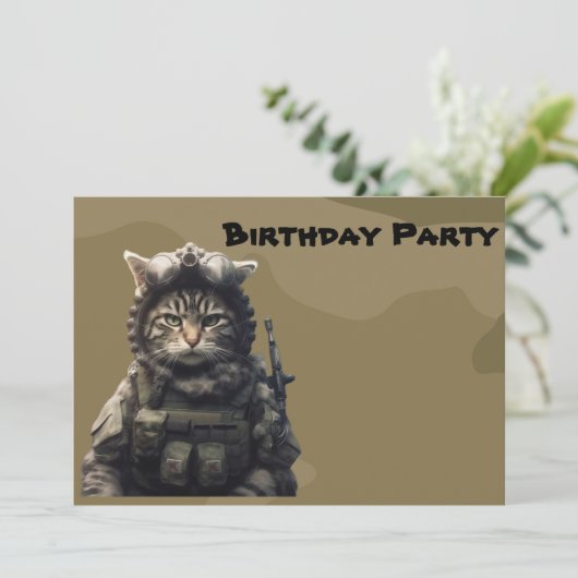 Invitation Chat de l'armée militaire (Debout devant)