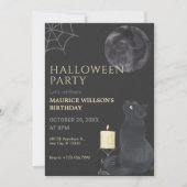 Invitation Chat de lune mystique de nuit noire (Devant)