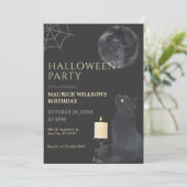 Invitation Chat de lune mystique de nuit noire (Debout devant)