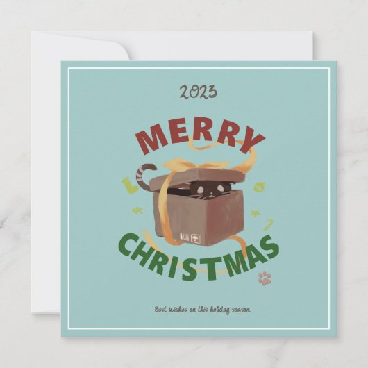 Invitation Chat De Noël À Carton (Devant)