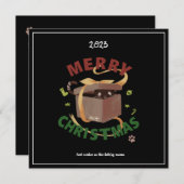 Invitation Chat De Noël À Carton (Devant / Derrière)