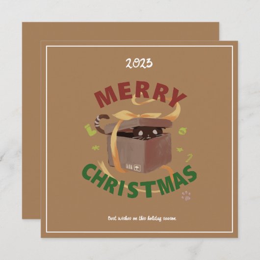 Invitation Chat De Noël À Carton (Devant / Derrière)