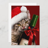 Invitation Chat De Noël À La Bouteille De Vin (Devant / Derrière)